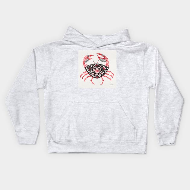 Pink Crab Kids Hoodie by CatCoq